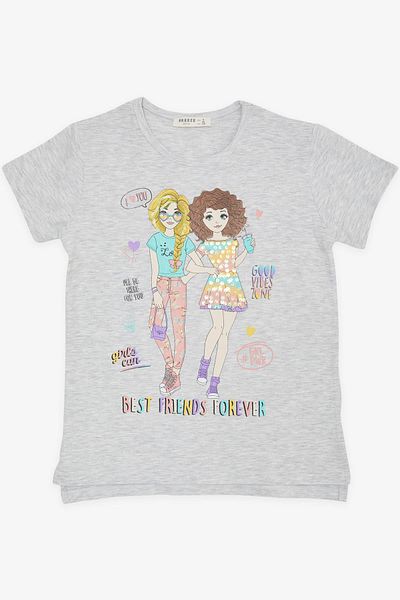 Breeze Tricou pentru fetiță de 8-12 ani - Tema prieteniei, Gri deschis Melange