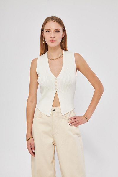 Irmak Kerekli Women's Ecru Corduroy Vest Women's Blouse Y3107