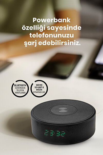 GOLDMASTER Hometime 90 Kablosuz Şarjlı Bluetooth Hoparlör & Alarm Saat
