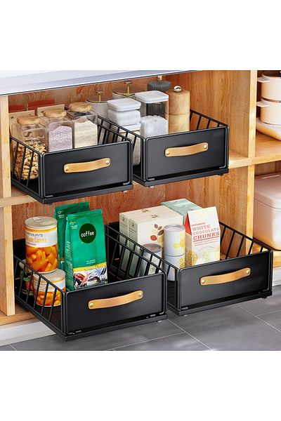 Mismuka Multipurpose Cabinet Inside Rail Drawer Organizer Unassambled Kitchen Bathroom Pantry Sliding Basket Organizer