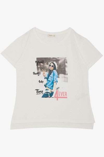 Breeze Dívčí tričko Cool Girl Printed 8-14 Years Old, Ecru