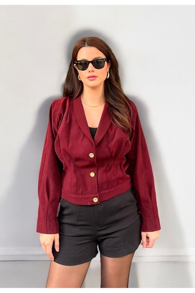 missşuşivibe Bordo Renk Kısa Ceket