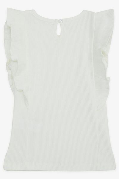 Breeze Κοριτσίστικο T-Shirt Frilly Buttoned 7-12 ετών, εκρού