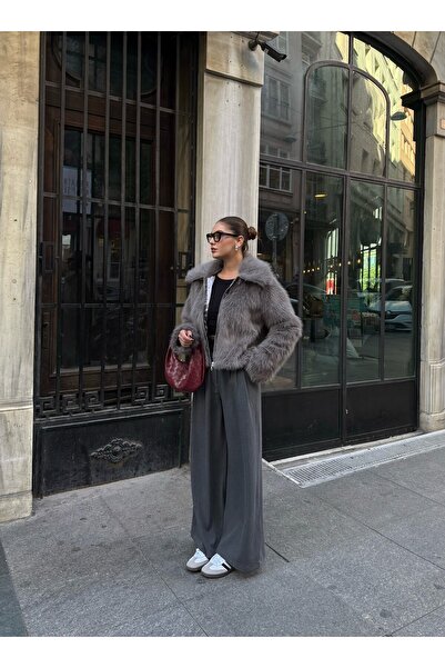 Laluvia Anthracite Grace Belted Wide Leg Trousers- 300001