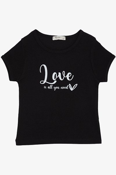 Breeze Tricou pentru fete Lungime curea text imprimat 8-14 ani, negru