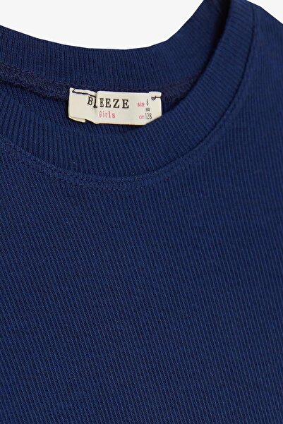 Breeze Tricou pentru fete adunate laterale 8-14 ani, albastru închis