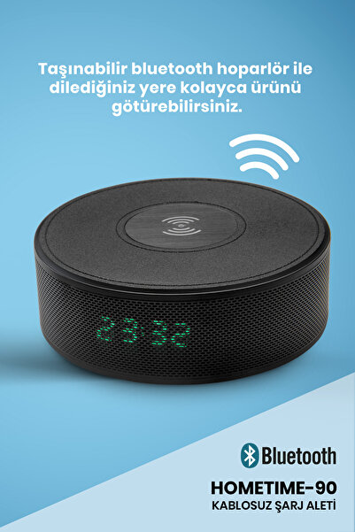 GOLDMASTER Hometime 90 Kablosuz Şarjlı Bluetooth Hoparlör & Alarm Saat