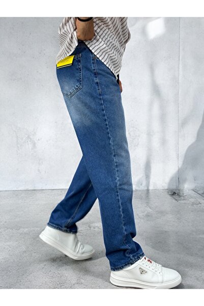 DENIM MAN Erkek Mavi Boyfriend Jeans Pantolon