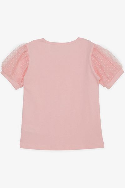 Breeze Tricou Fata Maneci Tulle 8-12 Ani, Roz