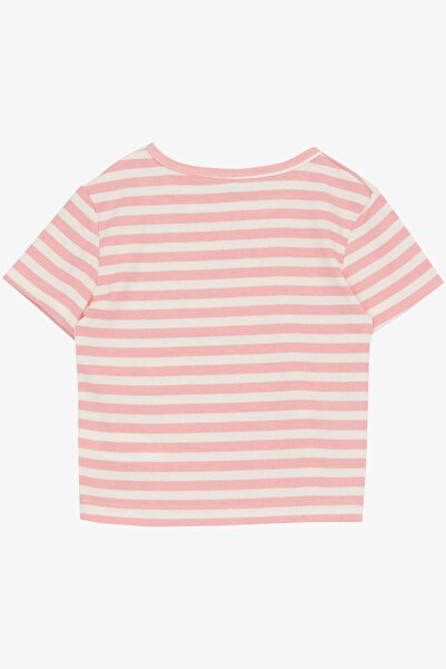 Breeze Μπλουζάκι για κορίτσι 9-14 ετών με ροζ ώμους με λεπτομέρεια με έμβλημα