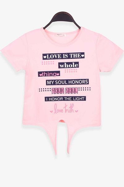 Breeze Tricou Fata 9-14 Ani - Imprimat Text, Somon