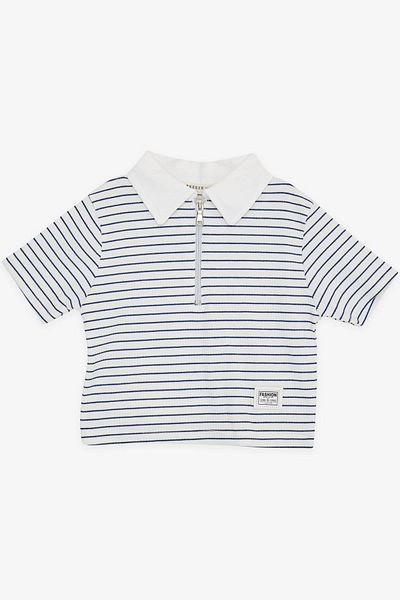 Breeze Crop T-shirt για κορίτσια - Ηλικίες 9-14, Λευκά παπούτσια με φερμουάρ και ρίγες