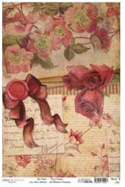 Cadence Brass Decopage Paper - Love Letters Series No1176