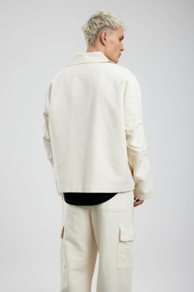 NOMARC Κρεμ Λινό Σετ με λεπτομέρεια τσέπης