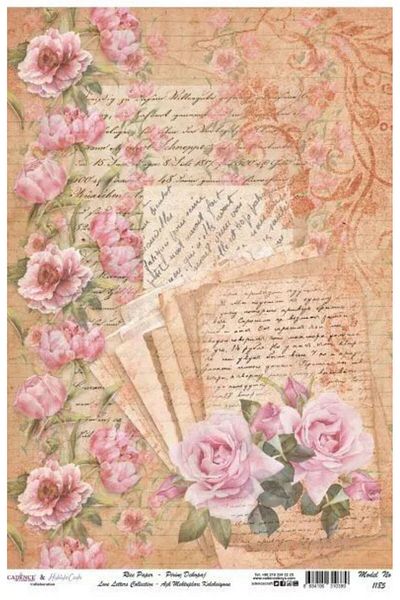 Cadence Brass Decopage Paper - Love Letters, Series No1185