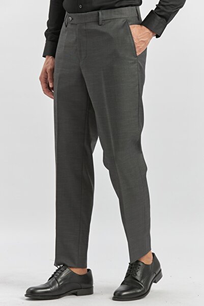 İmza Koyu Antrasit Esnek Yandan Cepli Comfort Fit Classic Pantolon 1003240163