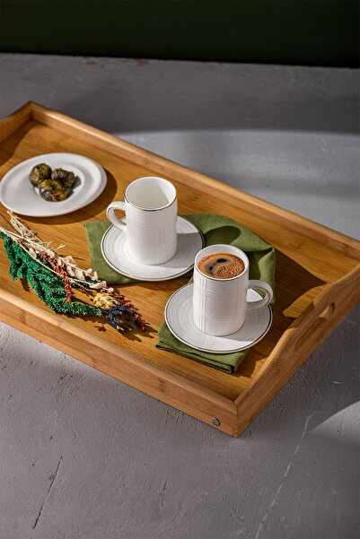 Emsan 150 Cc Gold Plaid Patterned Double Coffee Cup