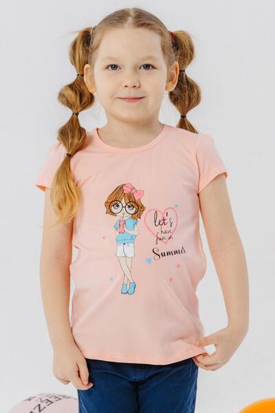 Breeze Girl's T-Shirt Summer Themed Cool Girl Printed 2-6 Years, Salmon