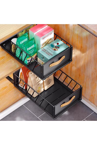 Mismuka Multipurpose Cabinet Inside Rail Drawer Organizer Unassambled Kitchen Bathroom Pantry Sliding Basket Organizer