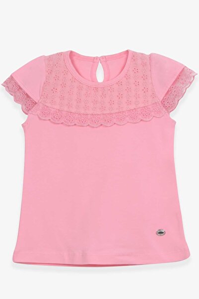 Breeze Girl's T-shirt with Scalloped Detail 3-8 Years, Powder