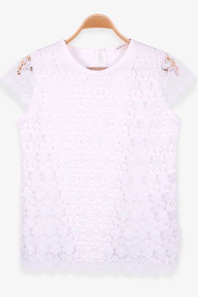 Breeze T-Shirt για κορίτσια Κεντητό λουλούδι 8-14 ετών, εκρού