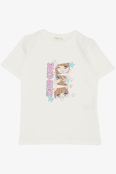 Breeze T-Shirt για κορίτσι 4-9 ετών - Χαριτωμένη πόζα, εμπριμέ εκρού