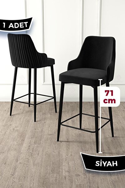 Canisa Enox Serisi, 1 Adet Siyah Sandalye Mutfak Bar Sandalyesi, Babyface Kum...