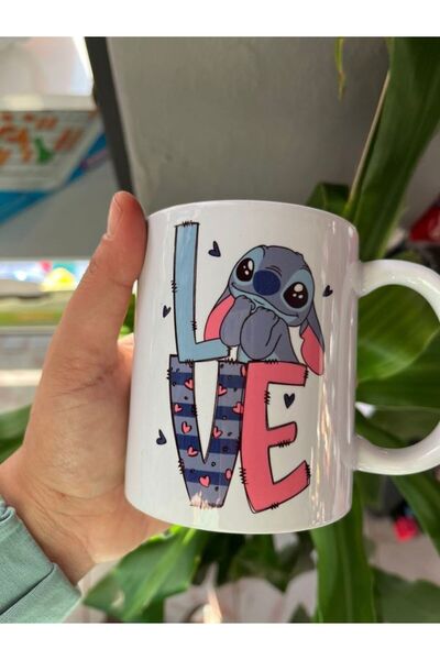 EyER Shoping Stich Çift Yön Baskılı Kupa Bardak (kişiselleştirilebilir)