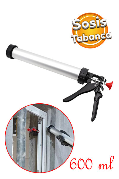 Badem10 Sosis Silikon Tabancası Alüminyum 600 ml Yapıştırma Dolgu Sosis Kartu...