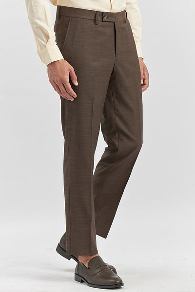 İmza Σκούρο καφέ ελαστικό πλαϊνό παντελόνι Comfort Fit Classic 1003240163