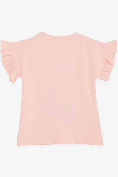 Breeze Tricou Fata cu Palarie din Paiete Imprimat Fata 8-12 Ani, Somon
