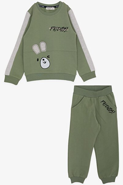 Breeze 1-4 Years Boy's Tracksuit Set - Animal Print, Movable Ears, Mint Green