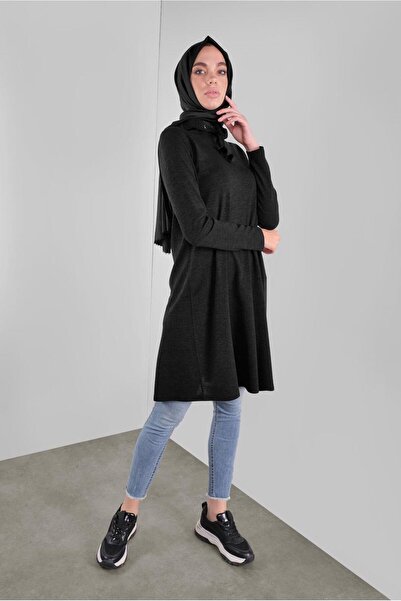 Alvina Hooded Laces Feathered Knitting Tunic 41303