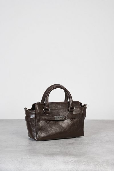 Çantacımstore Καφέ Γυναικεία Μίνι τσάντα με αγκράφα με λουράκι