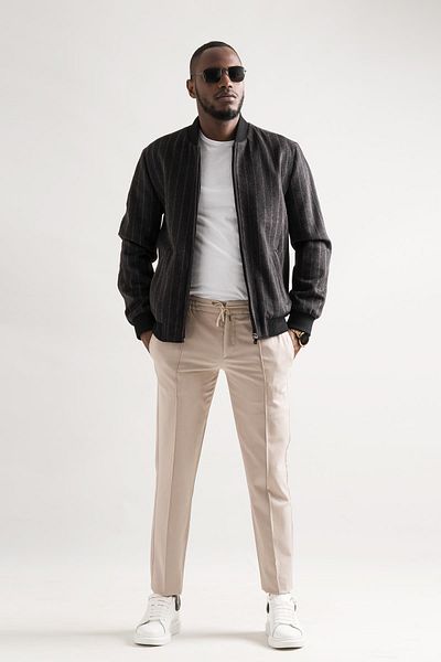 Ecer Regular Fit College γιακά με φερμουάρ που κλείνει στη μέση και στους μανίκια με ελαστική ριγέ επένδυση από κασμίρ