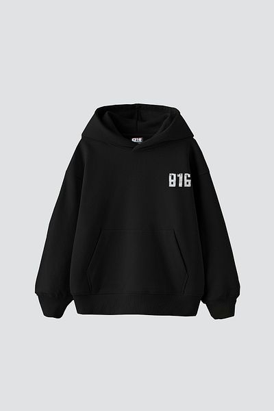 Sekizbiraltı Унисекс суичър с качулка Street 816 Printed Oversize Premium Black