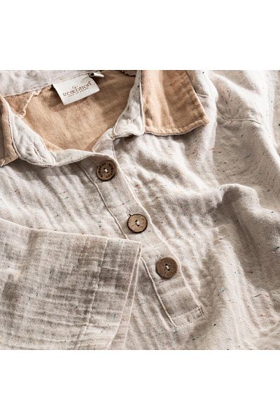 Ecocotton Γυναικείο φόρεμα Alinda Beige - 100% οργανικό βαμβάκι, μουσελίνα