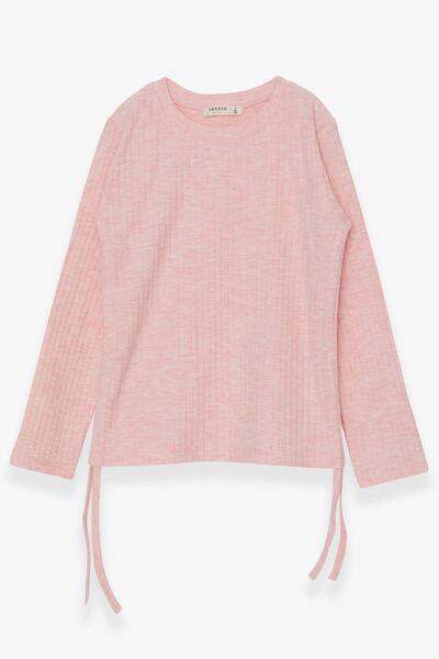 Breeze Μακρυμάνικη μπλούζα για κορίτσια με πλάγια πλισέ 8-14 ετών, Salmon Melange