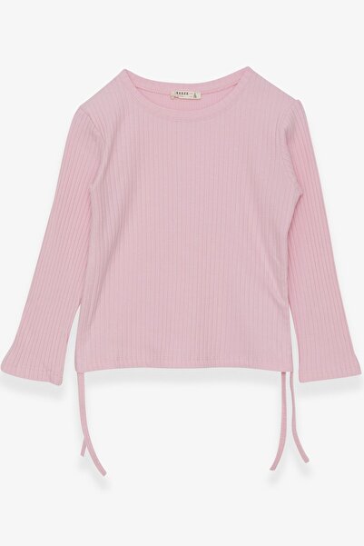 Breeze Μακρυμάνικη μπλούζα για κορίτσια με πλάγια πλισέ 8-14 ετών, πούδρα