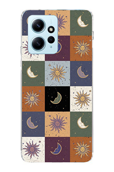moonset Xiaomi Redmi Note 12 4G Uyumlu Renkli Ay ve Güneş Tasarımlı Baskılı Ş...