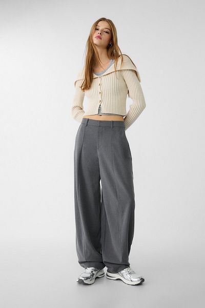 Stradivarius Stitching Detailed Smart Baggy Pants