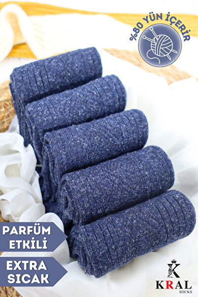Lüx Kral Erkek Kışlık Termal Etkili (5'Lİ PAKET) Lambswool Kuzu Yün Çorap