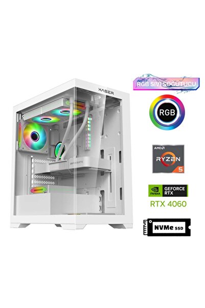 XASER GX80 Ryzen 5 5600 16GB Ram 512GB M.2 NVMe SSD 8GB RTX4060 Sıvı Soğutma ...