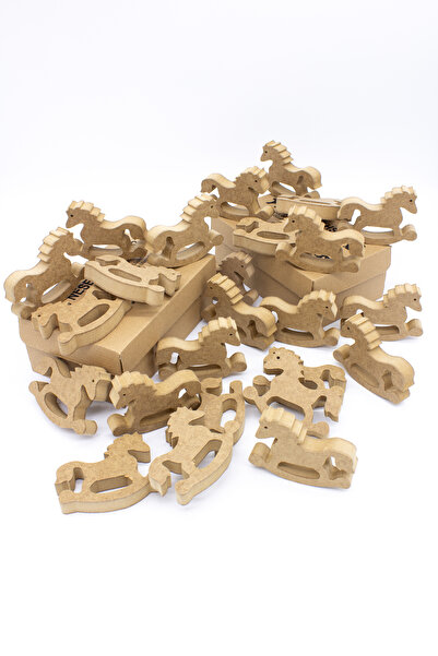 na neşeli ahşap 25 Adet 10 Cm Dik Durabilen Sallanan At.okul Öncesi Boyama Et...