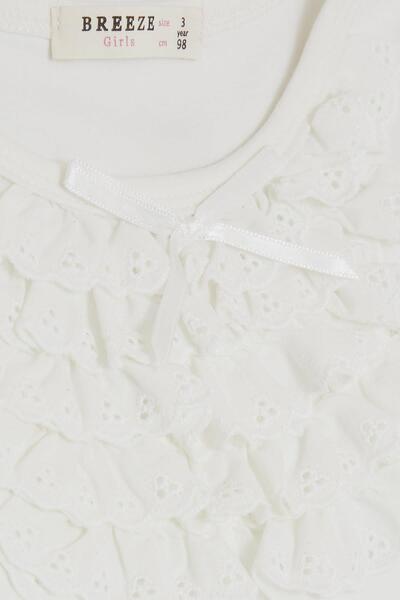 Breeze Дівчача футболка з довгими рукавами, з рюшами та бантиком, 6 місяців-8 років, екрю