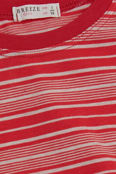 Breeze 3-7 Years Girl's Striped Long Sleeve T-Shirt - Pomegranate