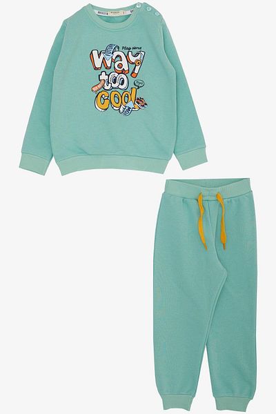 Breeze Boy's Tracksuit Set 3D Text Printed 1.5-5 Years, Water Green