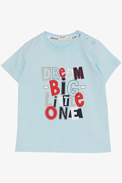 Breeze 1.5-5 Years Old Boy's Shorts Set - Light Blue Text Printed