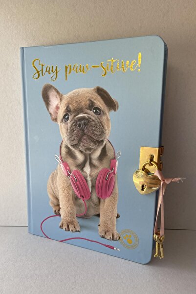 ÇilekKurdu Kilitli Hatıra Günlük Defter Studıo Pets Kilitli Sert Kapak 120 Yaprak