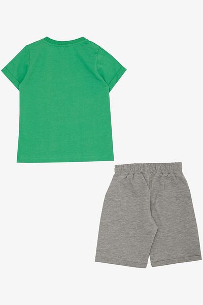 Breeze 1-4 Years Boy Green Shorts Set - Playtime Happy Animals Printed